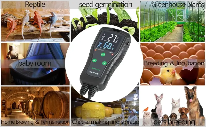 Temperature and Humidity Controller Outlet Plug-in Thermostat Humidistat Reptile Humidity Controller Greenhouse Thermostat Dual Stage Pre-Wired Electronic Temperature and Humidity Controller - Widely Used