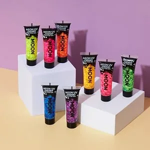 Moon Glow Neon UV Face & Body Chunky Glitter Gel - 12ml - Magenta - Moon Glow