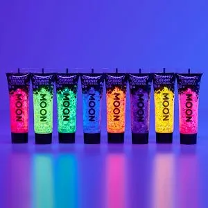 Neon UV Face & Body Chunky Glitter Gel - 12ml - Orange - Moon Glow