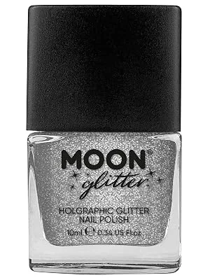 Holographic Glitter Nail Polish by Moon Glitter - Silver - Sparkle and Shine Nail Varnish - 10ml - Moon Glitter