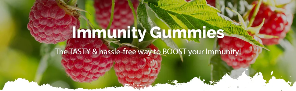 Immune Health Gummies | Supports Immune Health with Vitamin C Zinc & Selenium | Raspberry Flavour | 60 Gummies - Immunity Gummies