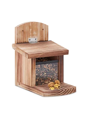 Relaxdays Squirrel Feeder FSC-Certified Folding Roof Ventilation Holes Feeding Station for Hanging Natural Wood - futterplatz