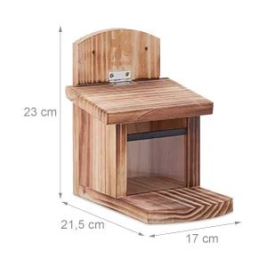 Relaxdays Squirrel Feeder FSC-Certified Folding Roof Ventilation Holes Feeding Station for Hanging Natural Wood - squirrel feeder