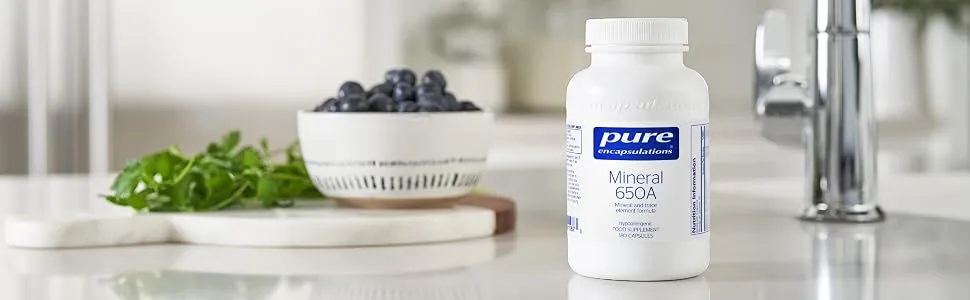 Pure Encapsulations - Mineral 650A - with Calcium Magnesium Iron Iodine Selenium & Zinc - Hypoallergenic Mineral and Trace Element Formula - 180 Capsules - Image1