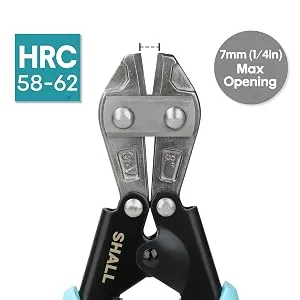 SHALL Mini Bolt Cutter 210mm/8-inch Heavy Duty Wire Cutter Two-Color Ergonomic Handle Security Lock More Efficient Leverage & Adjustable Opening Belt Bag Included - SH206001EU