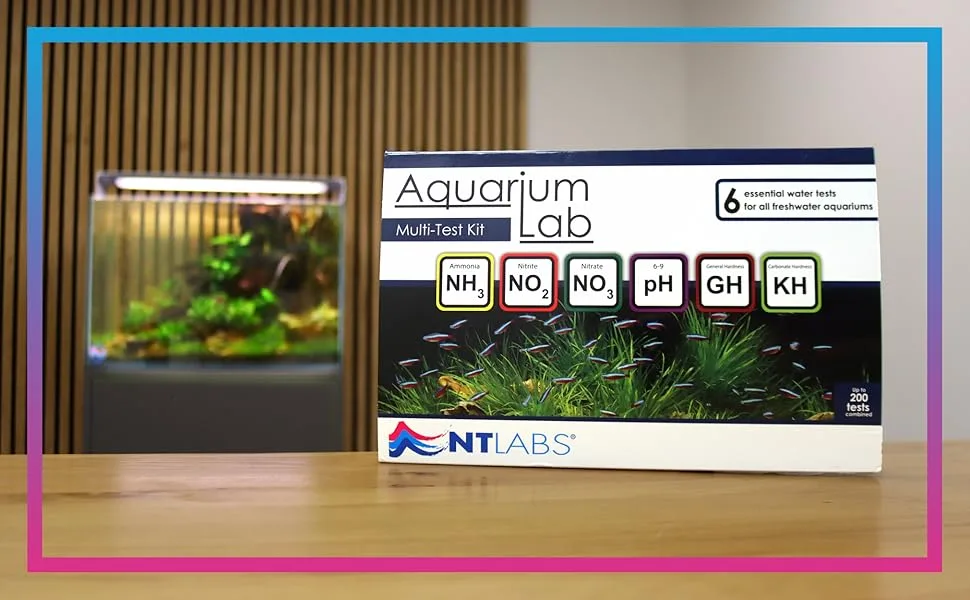 NT Labs Aquarium Lab Multi-Test Kit (6 Key Parameters - Ammonia Nitrite Nitrate pH General Hardness and Carbonate Hardness) Aquarium Kit Accurate Results Up to 200 Tests Combine Liquid Tests - AQUARIUM-TEST-KIT