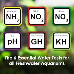 NT Labs Aquarium Lab Multi-Test Kit (6 Key Parameters - Ammonia Nitrite Nitrate pH General Hardness and Carbonate Hardness) Aquarium Kit Accurate Results Up to 200 Tests Combine Liquid Tests - Nt labs