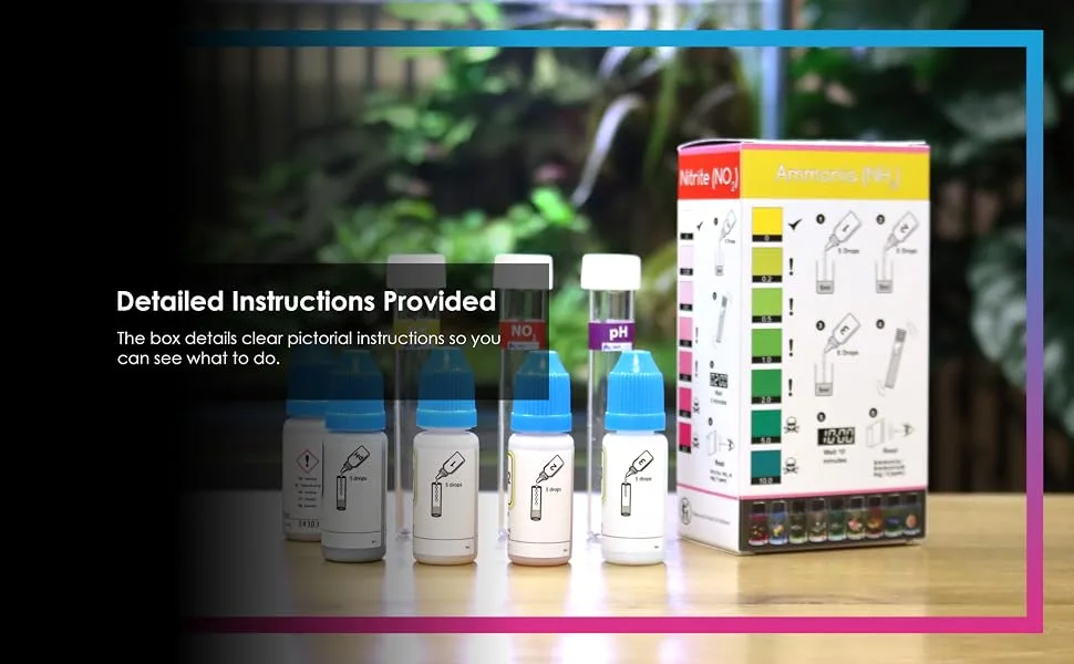 NT Labs Aquarium Water Mini Test (3 Key Parameters - pH Nitrite and Ammonia) Maintain Excellent Water Quality Accurate Results Liquid Drop Tests - 120 liquid tests Aquarium Water Mini Test