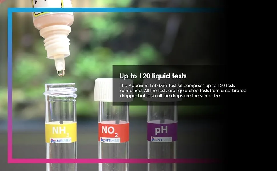 NT Labs Aquarium Water Mini Test (3 Key Parameters - pH Nitrite and Ammonia) Maintain Excellent Water Quality Accurate Results Liquid Drop Tests - Aquarium Water Mini Test Easy to use