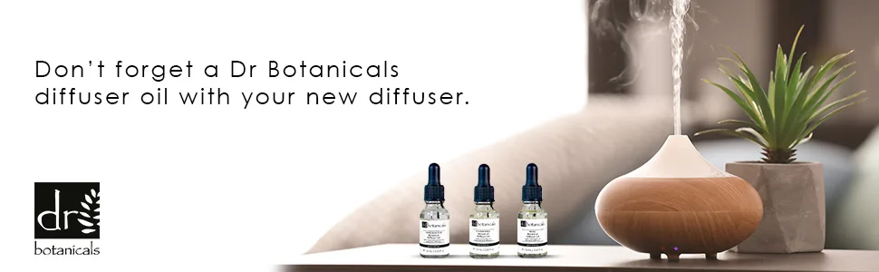 Dr Botanicals Essential Oil Diffuser | Premium 5 in 1 Ultrasonic Aromatherapy Scented Oil Diffuser Vaporizer Humidifier Timer and Waterless Auto-Off 7 LED Colors Clear Top - Dr Botanicals Diffuser