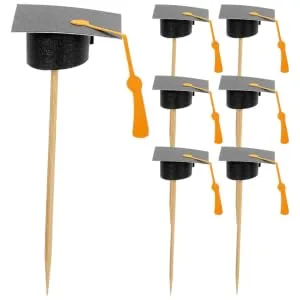 ABOOFAN 7pcs Graduation Cake Toppers Mini Graduation Caps Cupcake Picks for Class of 2024 Graduation Party Decorations - product information 1