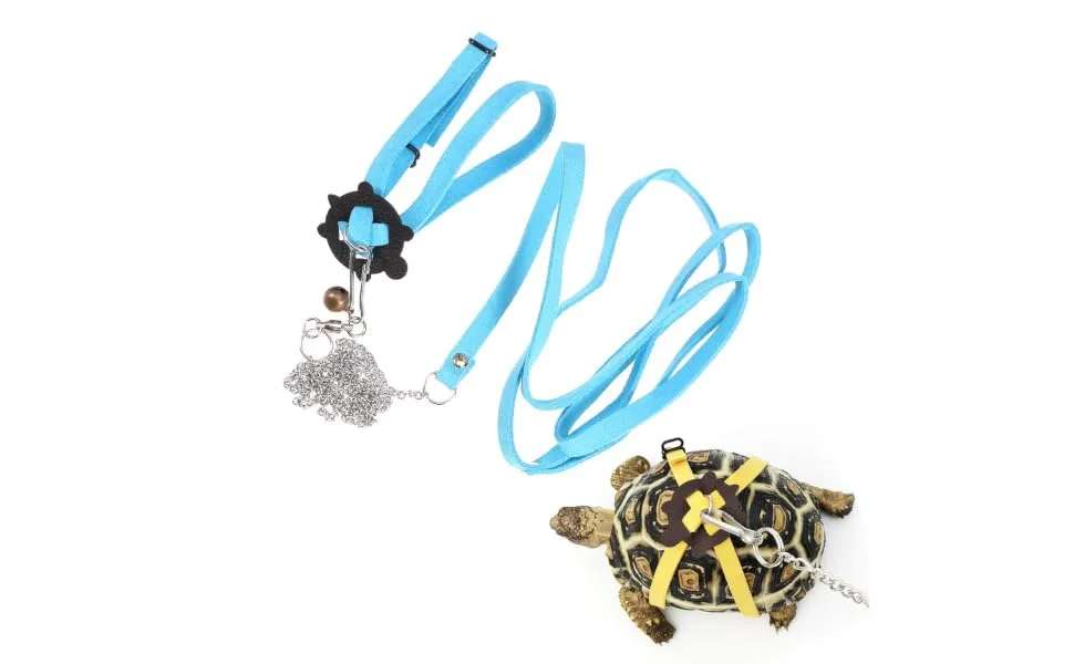 POPETPOP Turtle Harness and Leash-Tortoise Leash Lizard Leash Tortoise Harness Strap Pet Adjustable Collar Leash Tortoise Walking Lead Control Rope-Size S (Blue) - product information 3