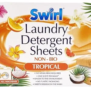 Swirl Tropical Laundry Sheets & Tumble Dryer Sheets Combo - Powerful Washing Pods Equivalent in Box - Ideal for Fresh Scented Efficient Cleaning and Softening - Exclusive to Clickwithnik - laundry detergent sheets washing pods swirl powder tumble dryer
