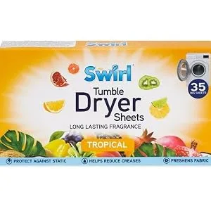Swirl Tropical Laundry Sheets & Tumble Dryer Sheets Combo - Powerful Washing Pods Equivalent in Box - Ideal for Fresh Scented Efficient Cleaning and Softening - Exclusive to Clickwithnik - laundry detergent washing pods powder swirl sheets tumble dryer