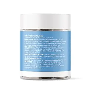 Probiotic Powder for Dogs | Dog Digestive Supplement | Complete Digestive Support | Dog Prebiotic Probiotic & Postbiotic Supplement | Puptons (120 Grams) - Total Probiotic Powder For Dogs Side 1