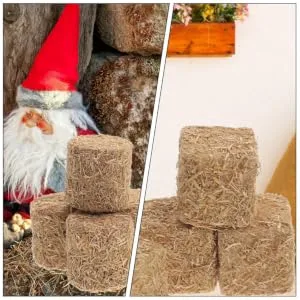 ABOOFAN 12Pcs Mini Hay Bale Decoration Straw Bale Ornament Miniature Haystack for Small Nativity Stable Dollhouse - product information 1