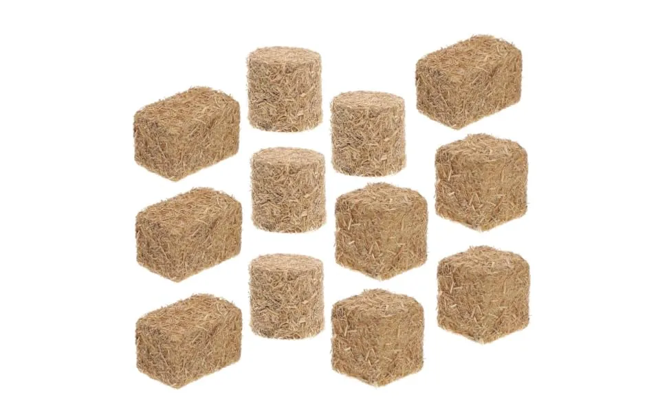 ABOOFAN 12Pcs Mini Hay Bale Decoration Straw Bale Ornament Miniature Haystack for Small Nativity Stable Dollhouse - product information 2