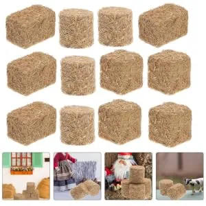 ABOOFAN 12Pcs Mini Hay Bale Decoration Straw Bale Ornament Miniature Haystack for Small Nativity Stable Dollhouse - product information 3