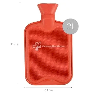 General Healthcare Rubber Hot Water Bottle - Single Ribbed - 2 Litre (British Standard) - Size