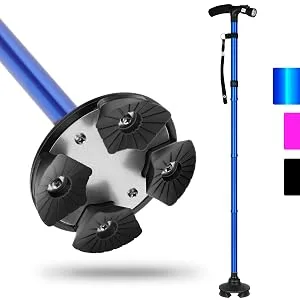 Folding Cane with Led Light Adjustable Canes and Walking Sticks for Arthritis Disabled and Elderly Blue - folding cane
