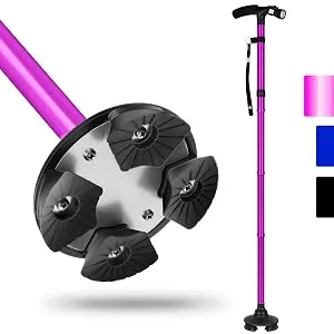 Folding Cane with Led Light Adjustable Canes and Walking Sticks for Arthritis Disabled and Elderly Purple - folding cane