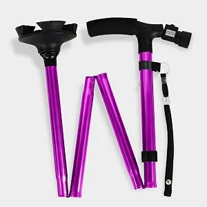 Folding Cane with Led Light Adjustable Canes and Walking Sticks for Arthritis Disabled and Elderly Purple - folding cane