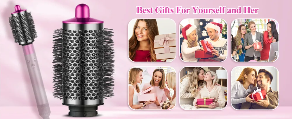 YTCHYYSK Large Round Volumizing Brush for Dyson Airwrap Hair Styler Limp Flat Hair Volumizer Attachment Tool Rose - dyson airwrap attachments