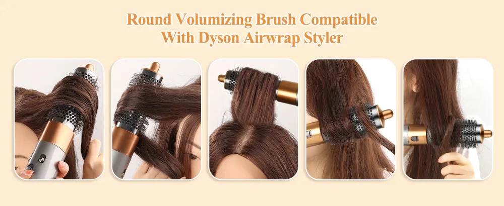 YTCHYYSK Large Round Volumizing Brush for Dyson Airwrap Attachments Bigger Oval Round Brush Attachment for Dyson Air Wrap Fluff up and Volumize for Styling - dyson airwrap attachments