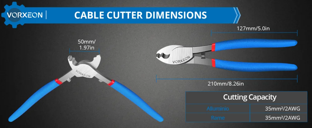 VORXEON 8 Inches Cable Cutter High Leverage Cutter Tool for Aluminum Copper Wire Communications Cable - cable cutters heavy duty