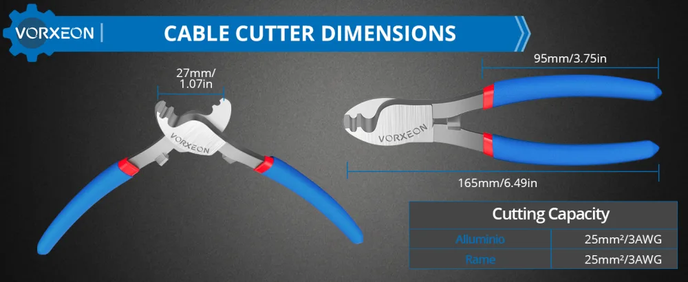 VORXEON 6 Inches Cable Cutter High Leverage Cutter Tool for Aluminum Copper Wire Communications Cable - cable cutters heavy duty