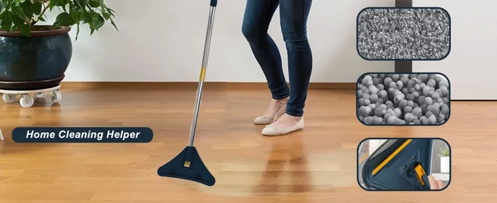 Wall Cleaner with Long Handle Telescopic Flat Mops For Washing Windows Double Side Window Cleaning Brush Multifunction Glass Wiper Household Cleaning Products Dark Blue - product information 2