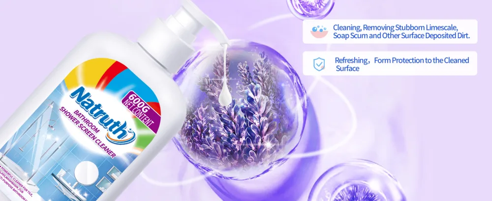 NATRUTH Lavender Bathroom Shower Screen Cleaner 500ml/17.6oz Bathroom Glass Cleaner Limescale Remover for Shower Screen - Lavender Bathroom Shower Screen Cleaner