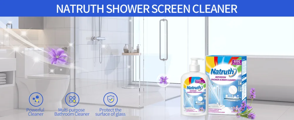 NATRUTH Lavender Bathroom Shower Screen Cleaner 500ml/17.6oz Bathroom Glass Cleaner Limescale Remover for Shower Screen - Lavender Bathroom Shower Screen Cleaner