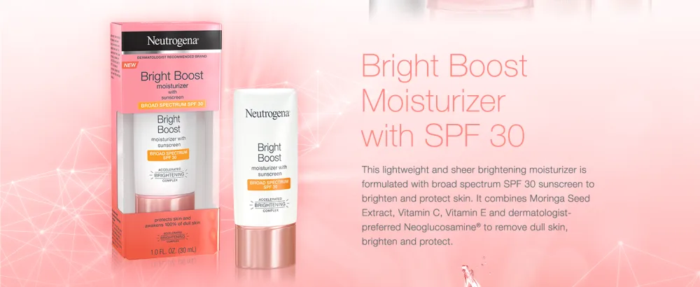 Neutrogena  Bright Boost Moisturizer SPF 30 1 fl oz (30 ml) - Lightweight brightening moisturizer, formulated with broad spectrum SPF30 sunscreen to protect skin