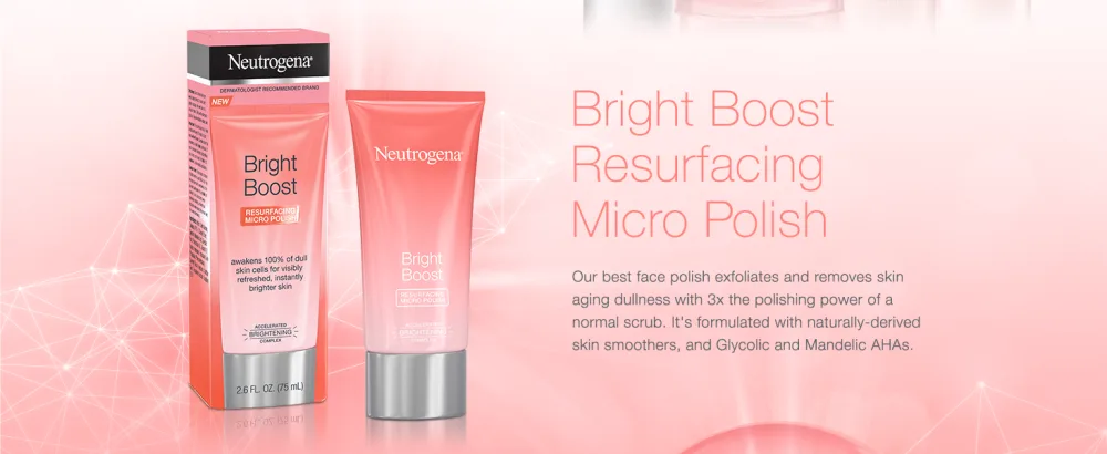 Neutrogena  Bright Boost Resurfacing Micro Polish 2.6 fl oz (75 ml) - Bright Boost Resurfacing Micro Polish. Exfoliates and removes skin aging dullness