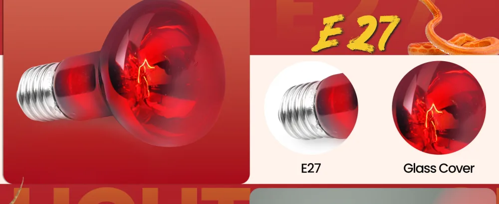 DoRight E27 Reptile Infrared Night Heating Bulb 50W Dimmable Backlight Infrared Heat Lamp Basking Spot Light Bulb for Bearded Dragon Lizard Tortoise Reptiles & Amphibians - Reptile Infrared Night Heating Lamp Bulb E27