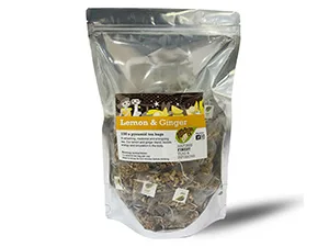 PYRAMID TEA BAGS | INDIVIDUAL MESH BAGS | 100 x biodegradable bags | ST GEORGE'S BREW - Lemon & Ginger