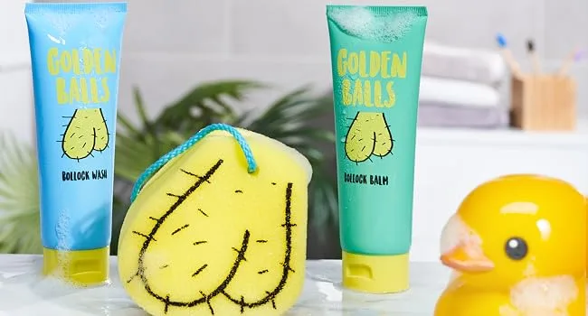 Golden Balls Balm & Sponge Set - For Your Private Bits - Funny Novelty Gift For Men - golden balls wash