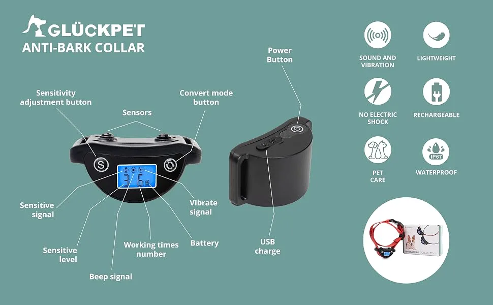 Anti Bark Collar with Sound and Vibration Black for Small Medium and Large Dogs - Intro