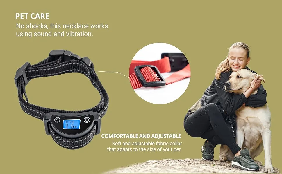 Anti Bark Collar with Sound and Vibration Black for Small Medium and Large Dogs - Pet care