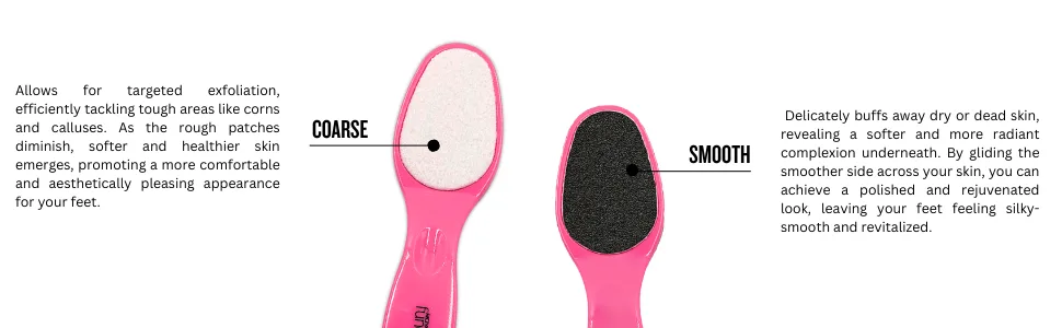 Ultimate Foot Care Bundle with Exfoliating Essentials for Foot Mask Foot Peel Mask Foot Spa - Double sided foot file. The coarse side is for tough areas, smooth side is to buff dry skin.