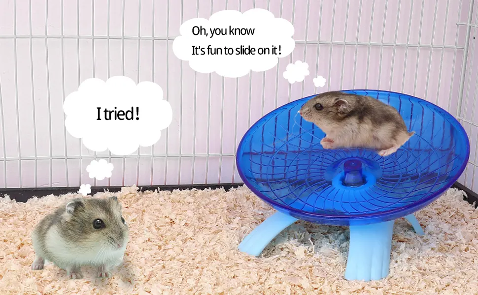 Flying Saucer Hamster Wheel Silent Spinner 18cm Quiet Exercise Runner for Cage Dwarf Animal Small Rat (Blue) - Flying Saucer Hamster Wheel