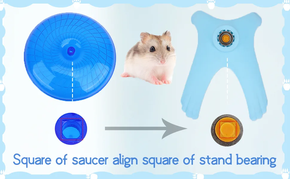 Flying Saucer Hamster Wheel Silent Spinner 18cm Quiet Exercise Runner for Cage Dwarf Animal Small Rat (Blue) - Flying Saucer Hamster Wheel