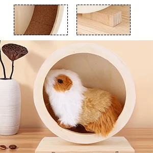 Hamster Wheel Wooden Exercise Wheel Silent Hamster Exercise Wheel Non Slip Run Disc for Syrian Hamster Rat Mice Chinchillas Small Pets (S) - Wooden Exercise Wheel