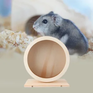 Hamster Wheel Wooden Exercise Wheel Silent Hamster Exercise Wheel Non Slip Run Disc for Syrian Hamster Rat Mice Chinchillas Small Pets (S) - Wooden Exercise Wheel