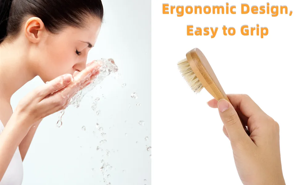 Facial Cleansing Brush Cleansing Exfoliating Soft Bristles Face Brush Wood Handle Skin Cleaning Scrub Scrubber Brush for Face Neck Hand - brosse pour le visage