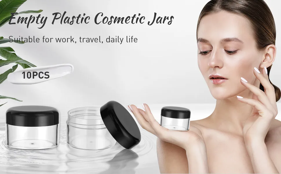 Plastic Cosmetic Jar*24 Transparent & Visible Sample Container Jar Transparent Screw Cap Bottle with Sticker & Small Spoon Suitable for Cosmetic/cream/gel/paste/beads/mineral Items Etc. 24pcs Transparent - Plastic Cosmetic Jar*24, Transparent & Visible Sample Container Jar, Transparent Screw Cap Bottle