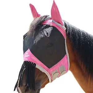 Harrison Howard CareMaster Horse Fly mask with Ears and Nose Fringe Fly Protector Defender Mask Summer Mint Full Size Full (Large) Summer Mint - fly mask
