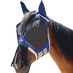 Harrison Howard CareMaster Horse Fly mask with Ears and Nose Fringe Fly Protector Defender Mask Summer Mint Full Size Full (Large) Summer Mint - fly mask