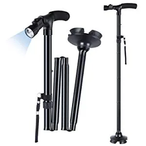 Folding Cane with Led Light Adjustable Canes and Walking Sticks for Arthritis Disabled and Elderly Black - product information 2